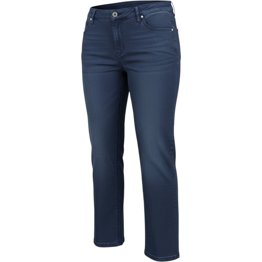 Catherines Sateen Stretch Pants Navy Blue Straight Leg Plus Size 24W